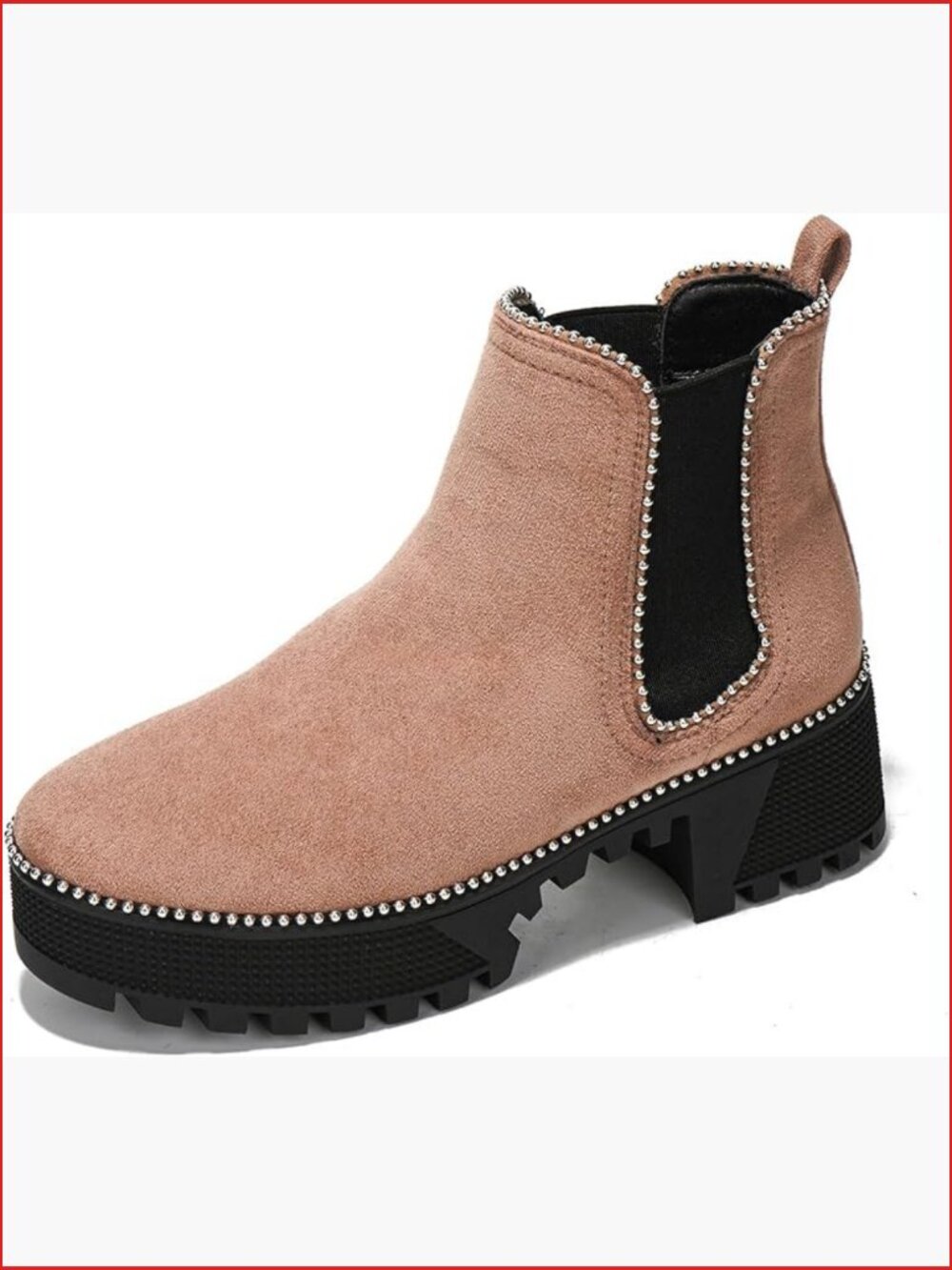 Studded Platform Chelsea Combat Booties Slip-On Chunky Heel Goth Punk Shoes